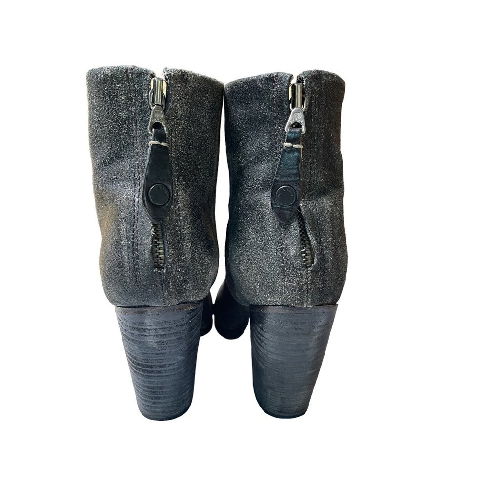 Rag & Bone Newbury Distressed Leather Heeled Ankle Booties Gray Women’s Sz. 36 - Picture 3 of 8